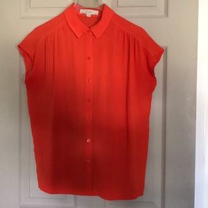 🛍Loft A Slice of Sheer Orange Flowy Blouse